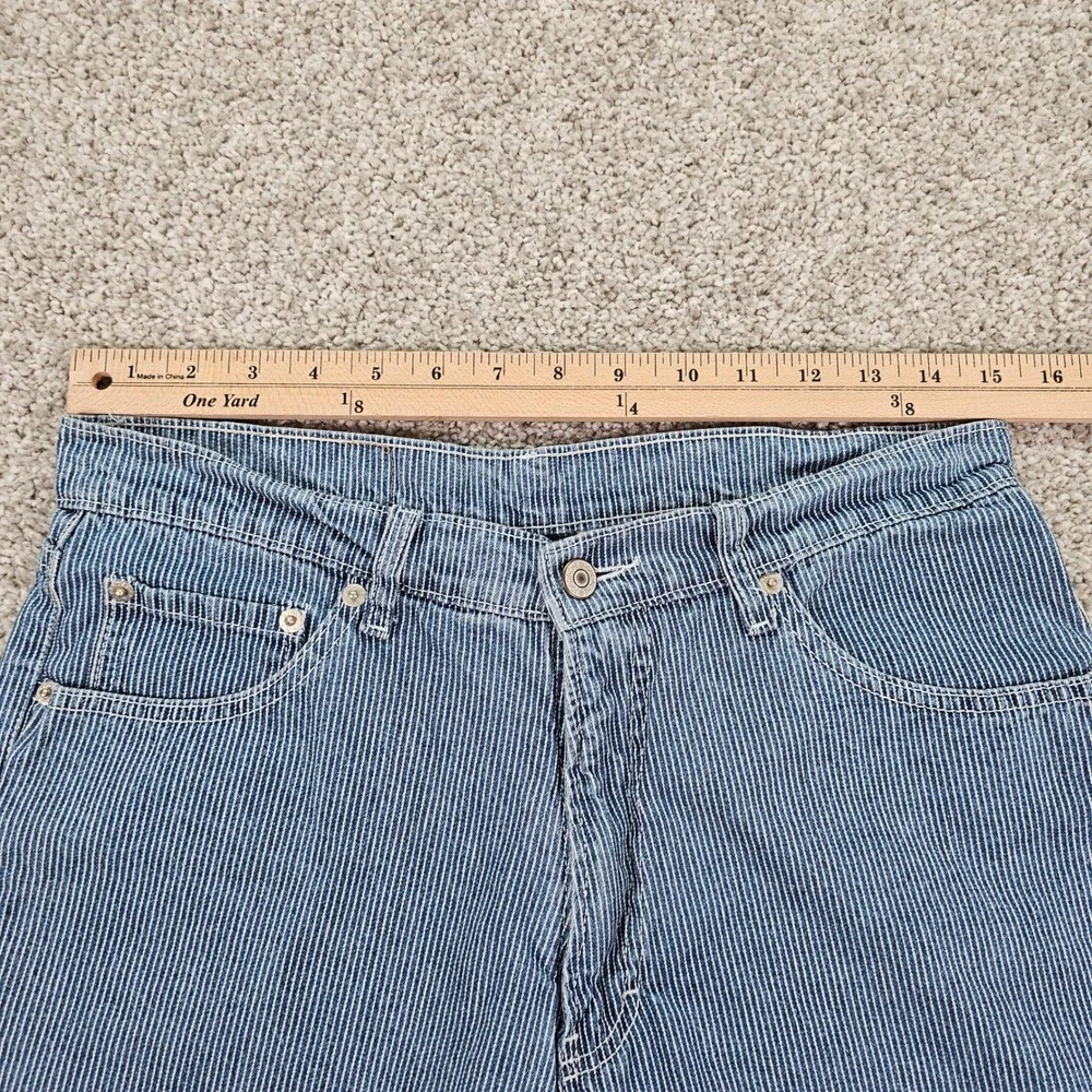 Vintage Jordache Railroad Denim Shorts Blue White High Waisted Size 13/14 108640